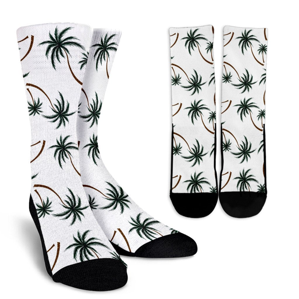 Palm Tree Pattern Print Design PT07 Crew Socks-JORJUNE.COM