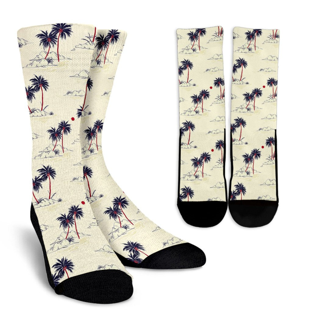 Palm Tree Pattern Print Design PT08 Crew Socks-JORJUNE.COM