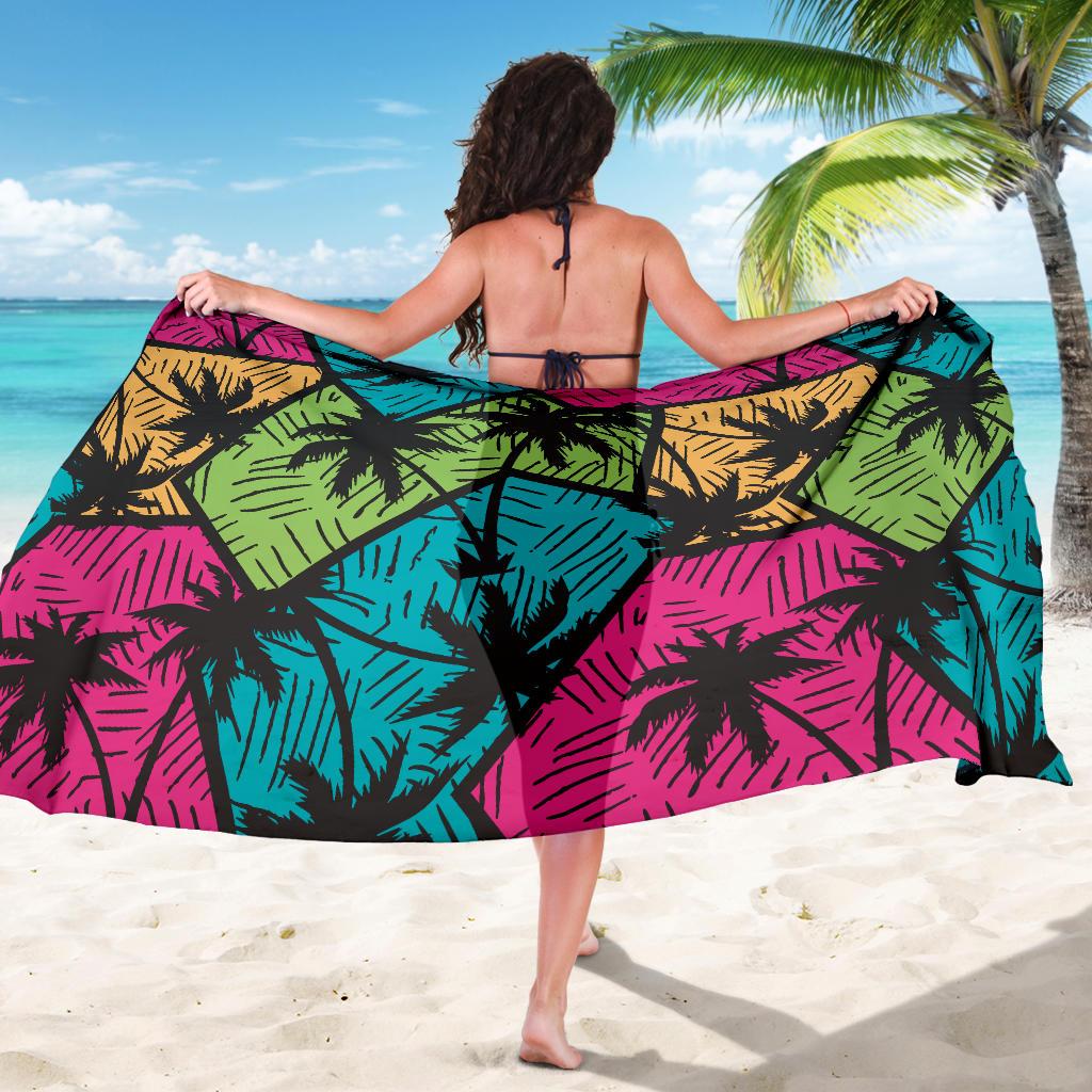 Palm Tree Pattern Print Design PT09 Sarong Pareo Wrap-JORJUNE.COM