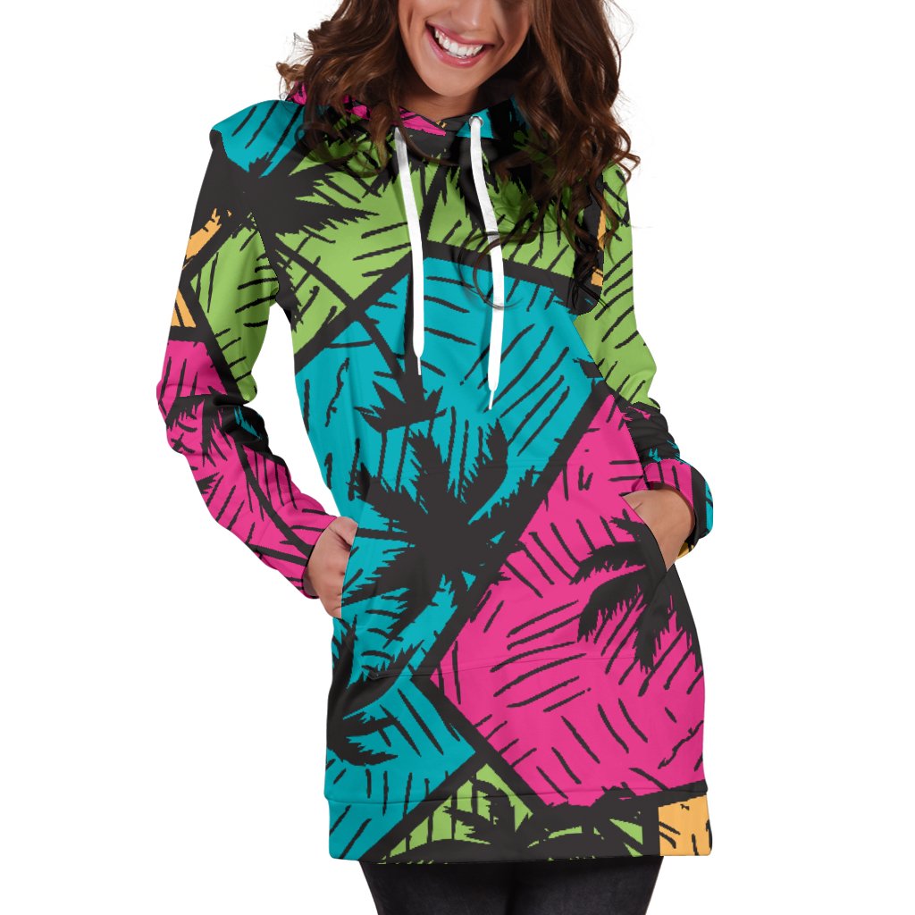 Palm Tree Pattern Print Design PT09 Women Hoodie Dress