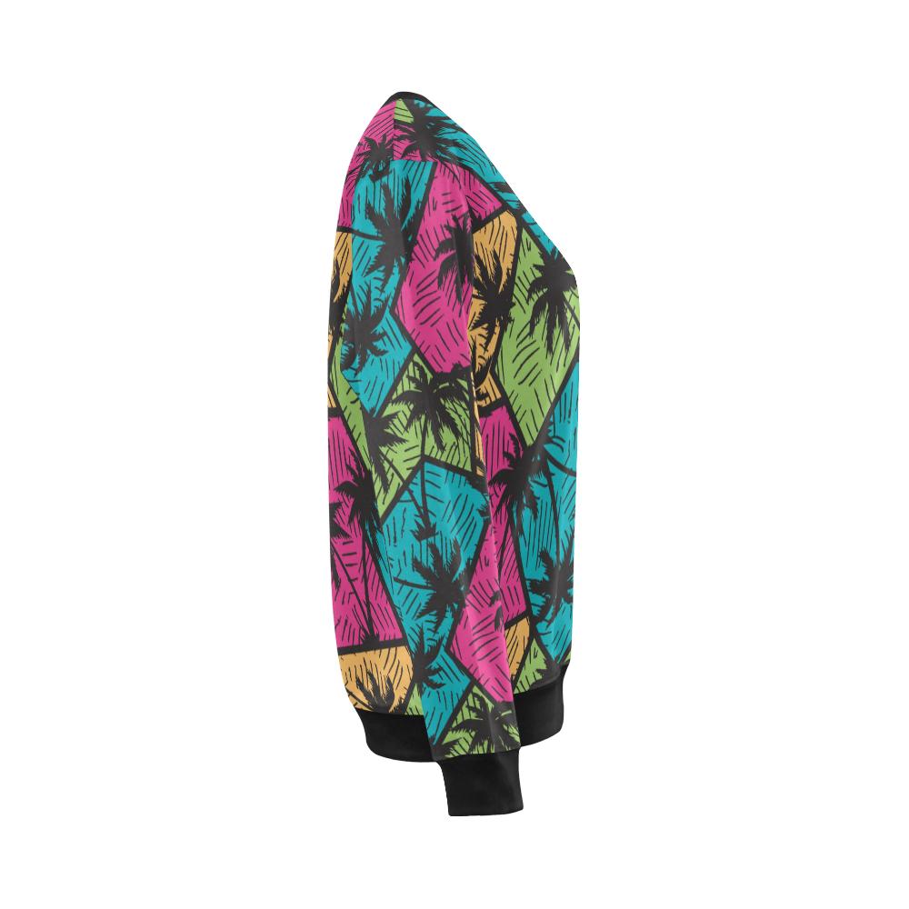 Palm Tree Pattern Print Design PT09 Women Long Sleeve Sweatshirt-JorJune