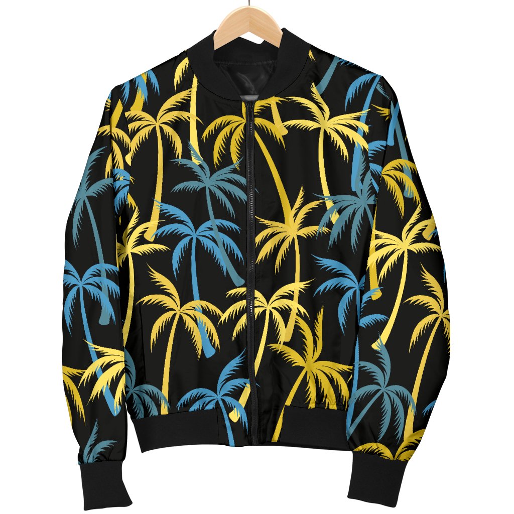 Palm Tree Pattern Women Casual Bomber Jacket