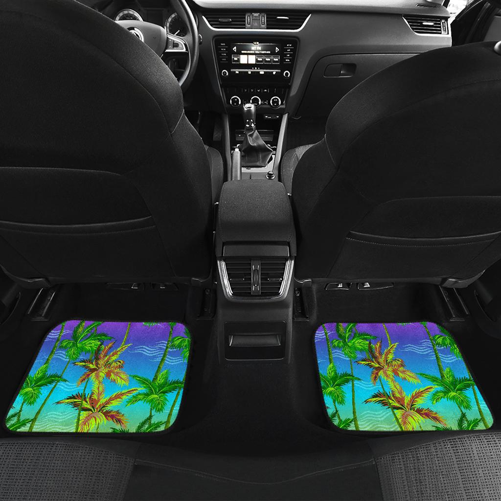 Palm Tree Rainbow Pattern Front and Back Car Floor Mats
