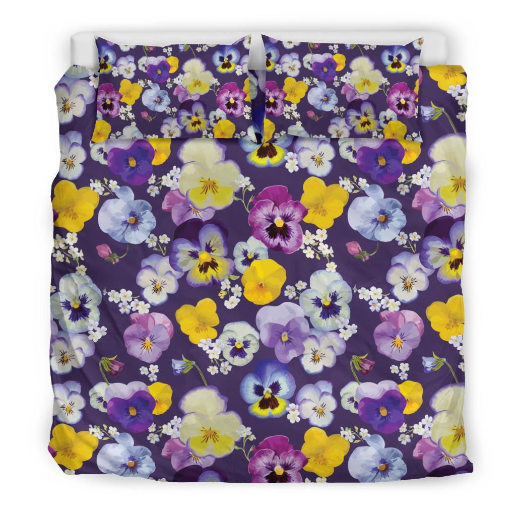 Pansy Pattern Print Design PS02 Duvet Cover Bedding Set-JORJUNE.COM