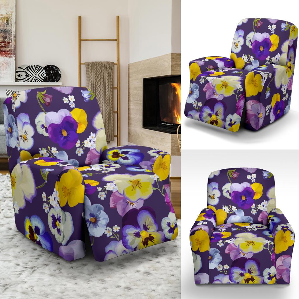 Pansy Pattern Print Design PS02 Recliner Slipcover-JORJUNE.COM