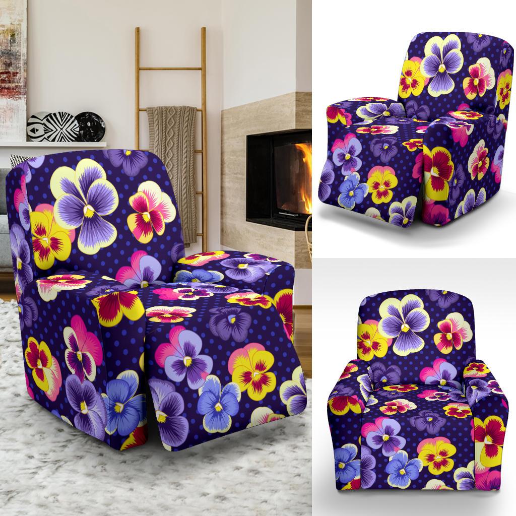 Pansy Pattern Print Design PS04 Recliner Slipcover-JORJUNE.COM