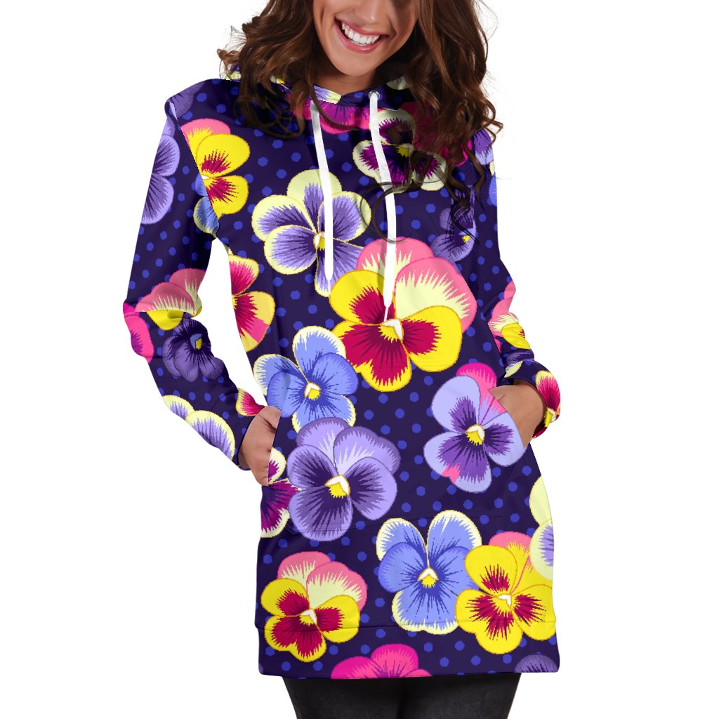 Pansy Pattern Print Design PS04 Women Hoodie Dress