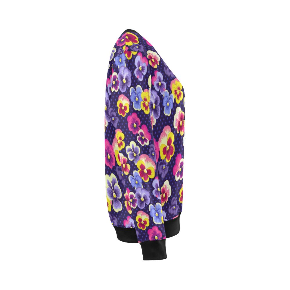 Pansy Pattern Print Design PS04 Women Long Sleeve Sweatshirt-JorJune