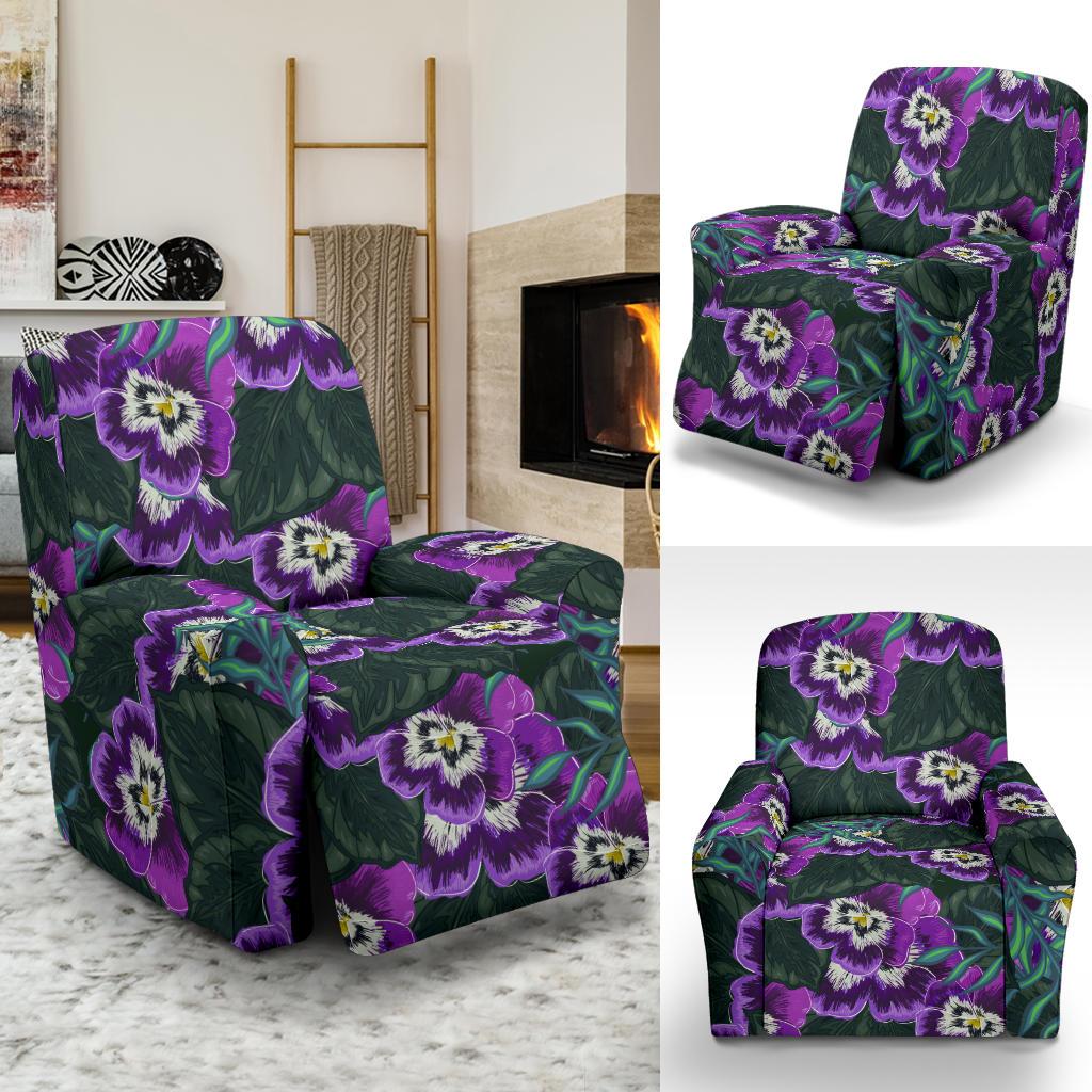 Pansy Pattern Print Design PS07 Recliner Slipcover-JORJUNE.COM