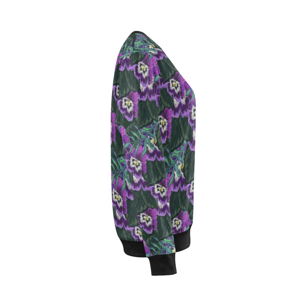 Pansy Pattern Print Design PS07 Women Long Sleeve Sweatshirt-JorJune