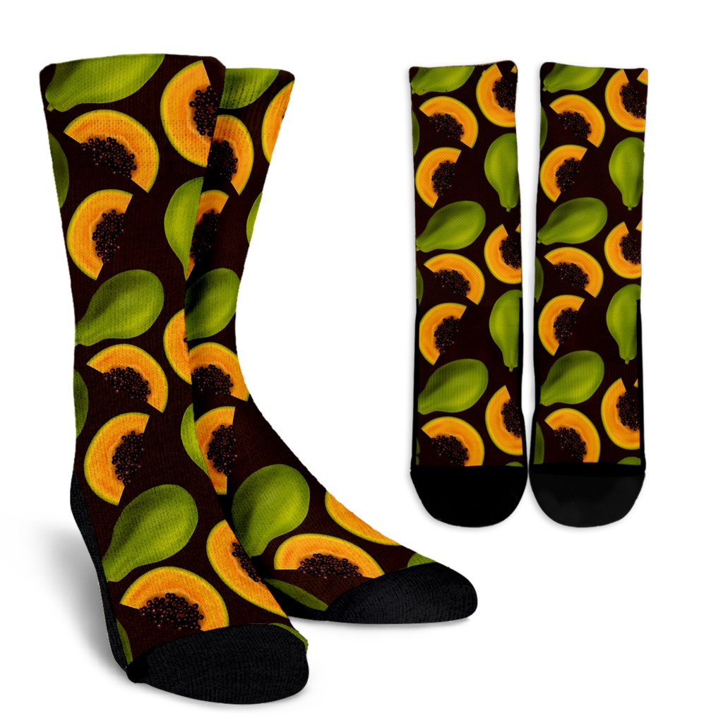 Papaya Pattern Print Design PP04 Crew Socks-JORJUNE.COM