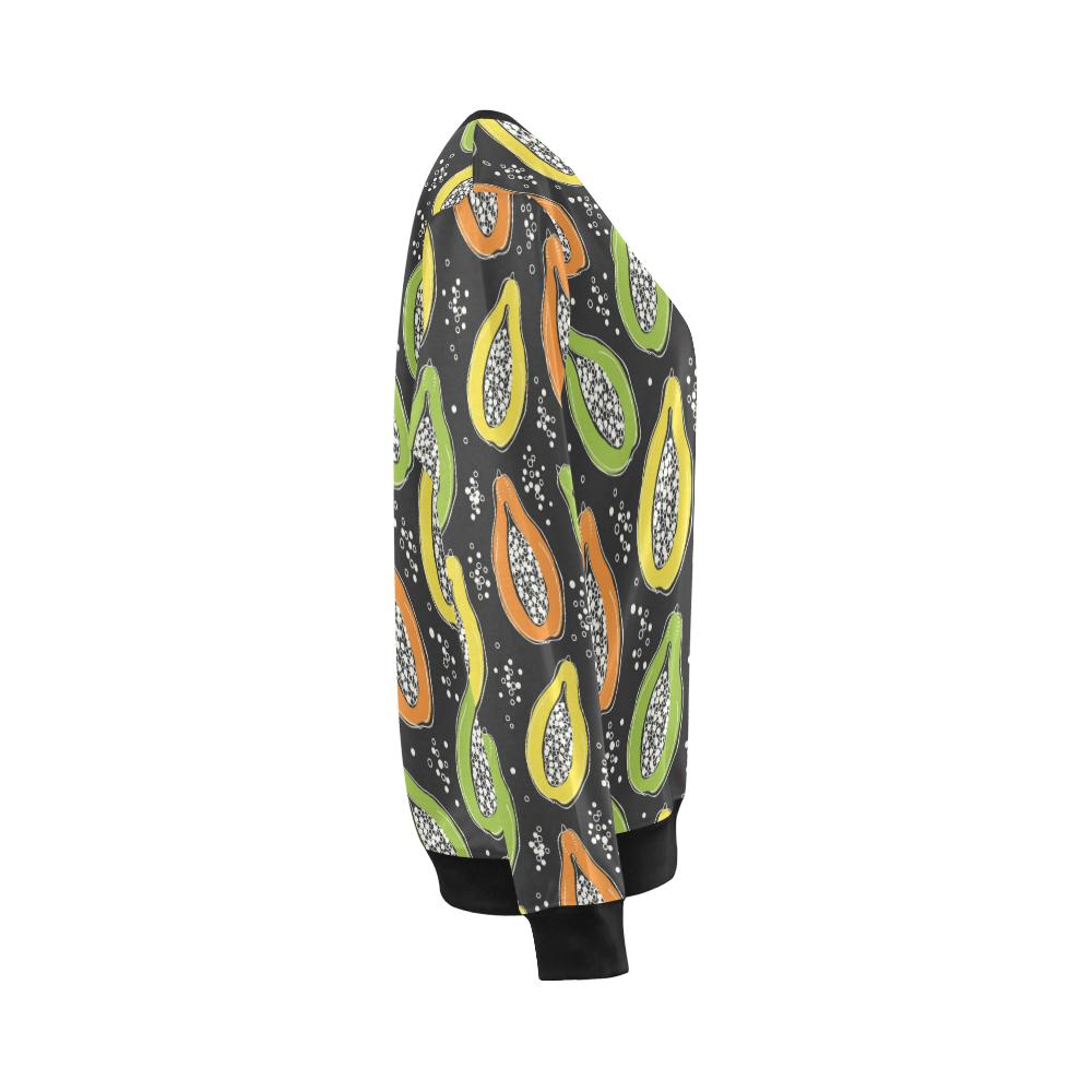 Papaya Pattern Print Design PP05 Women Long Sleeve Sweatshirt-JorJune
