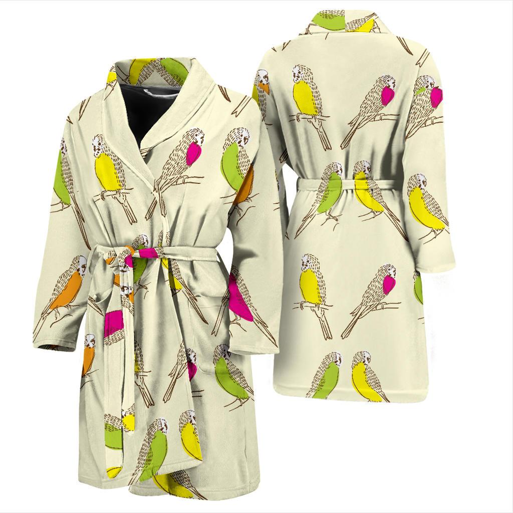 Parakeet Pattern Print Design A01 Men Bathrobe-JORJUNE.COM