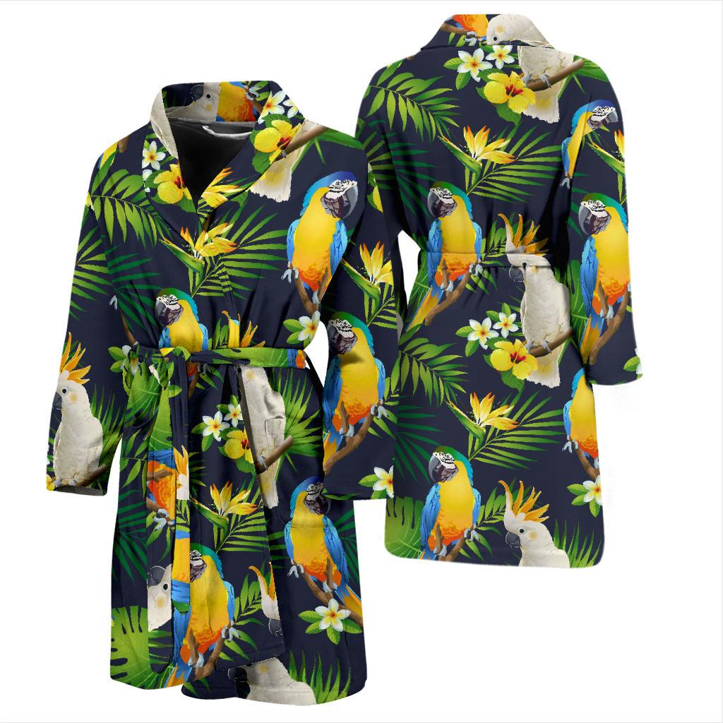 Parrot Pattern Print Design A03 Men Bathrobe-JORJUNE.COM