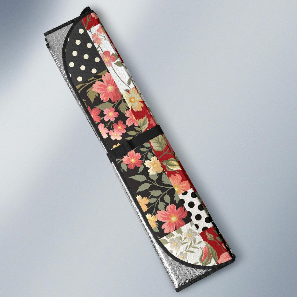 Patchwork Flower Pattern Print Design 03 Car Sun Shades-JORJUNE.COM