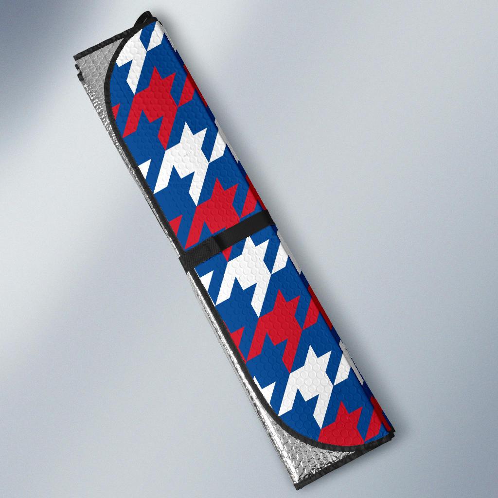 Patriotic Houndstooth Pattern Print Design A02 Car Sun Shades-JORJUNE.COM