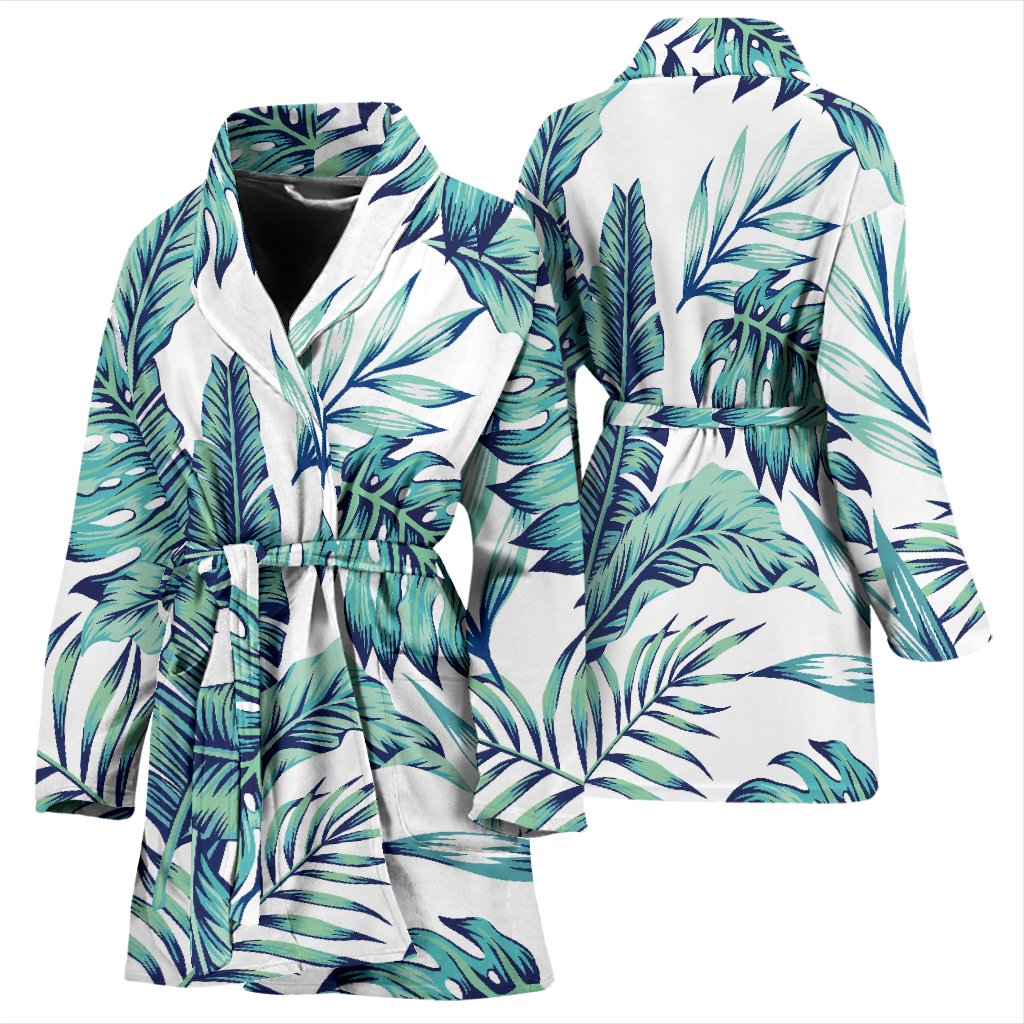 Pattern Tropical Palm Leaves Women Bath Robe
