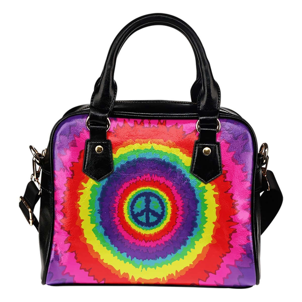 Peace Hippie Tie Dry Leather Shoulder Handbag
