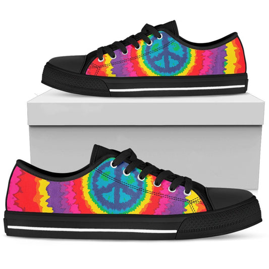 Peace Hippie Tie Dry Men Low Top Canvas Shoes
