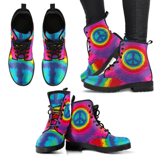 Peace Hippie Tie Dry Women & Men Leather Boots