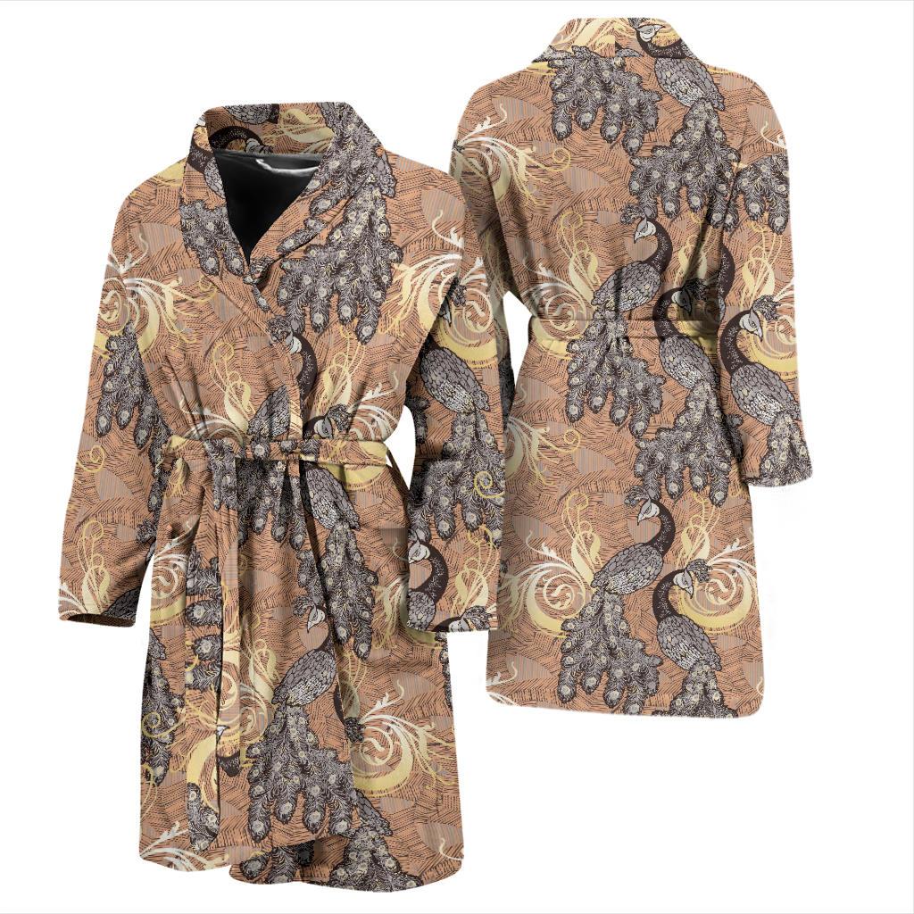 Peacock Pattern Print Design A05 Men Bathrobe-JORJUNE.COM