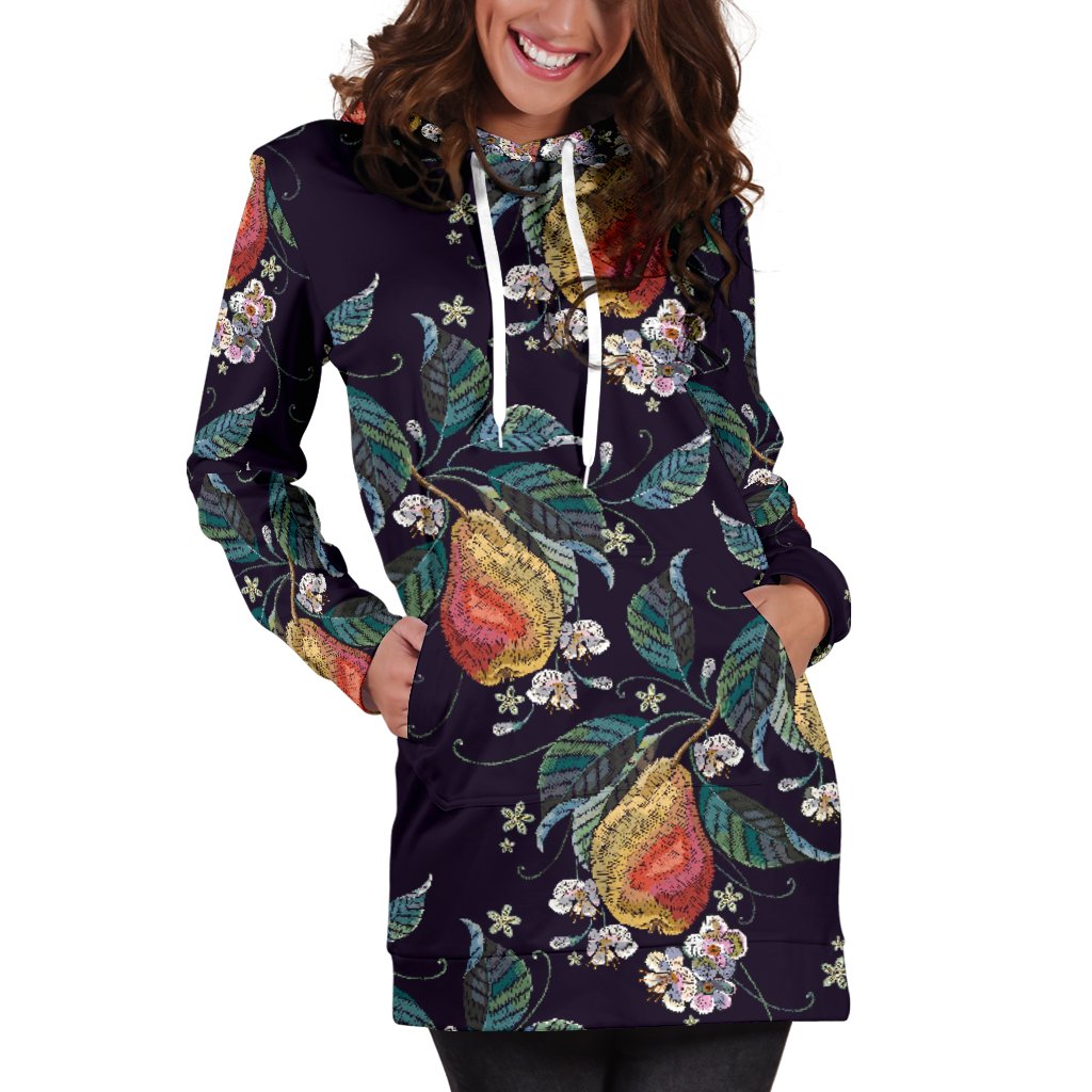 Pear Pattern Print Design PE02 Women Hoodie Dress