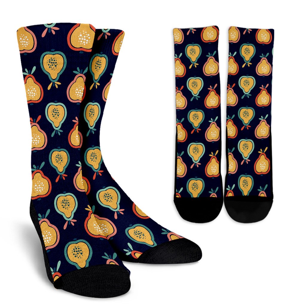 Pear Pattern Print Design PE03 Crew Socks-JORJUNE.COM