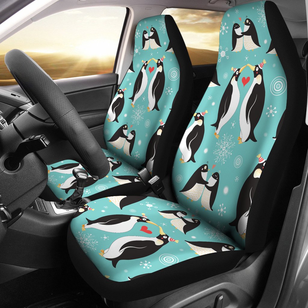 Penguin Waffle Pattern Print Universal Fit Car Seat Covers