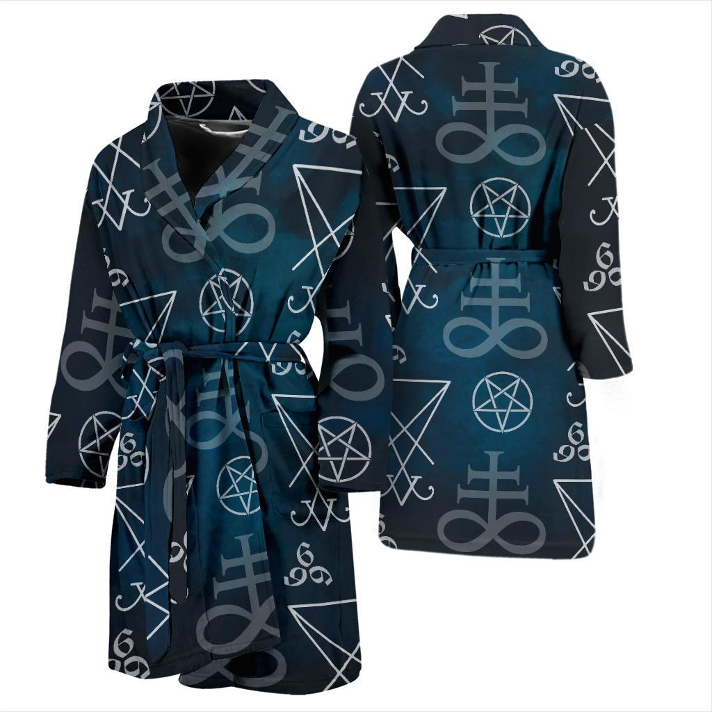 Pentagram Pattern Print Design A03 Men Bathrobe-JORJUNE.COM