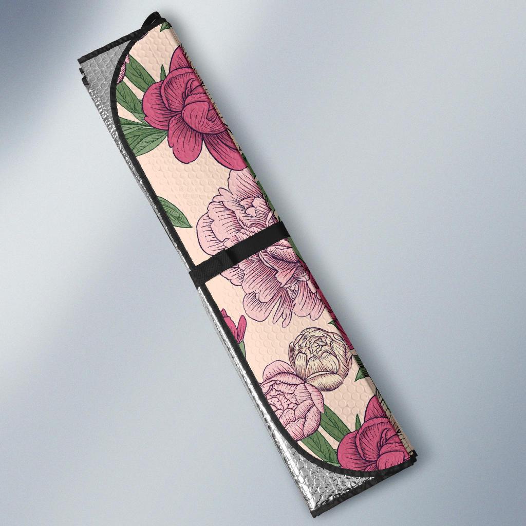 Peony Pattern Print Design A01 Car Sun Shades-JORJUNE.COM