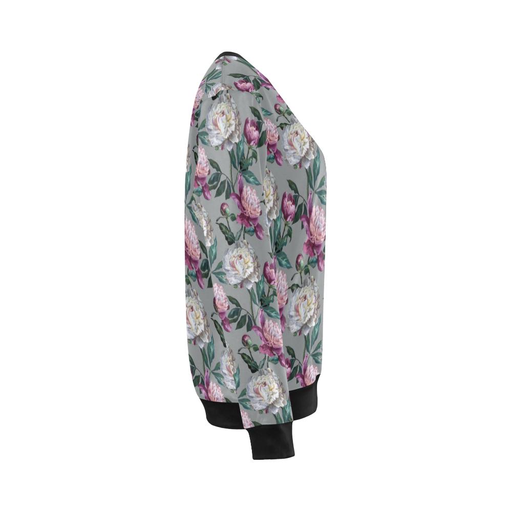 Peony Pattern Print Design PE01 Women Long Sleeve Sweatshirt-JorJune