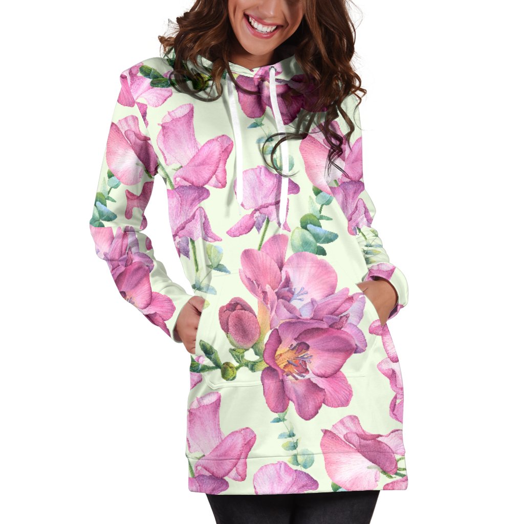 Peony Pattern Print Design PE011 Women Hoodie Dress