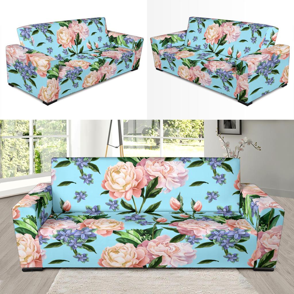 Peony Pattern Print Design PE02 Sofa Slipcover-JORJUNE.COM