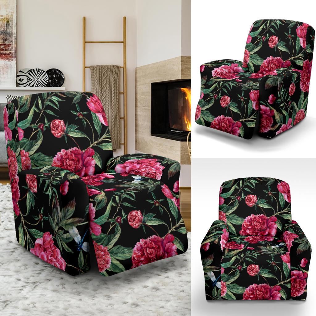Peony Pattern Print Design PE04 Recliner Slipcover-JORJUNE.COM