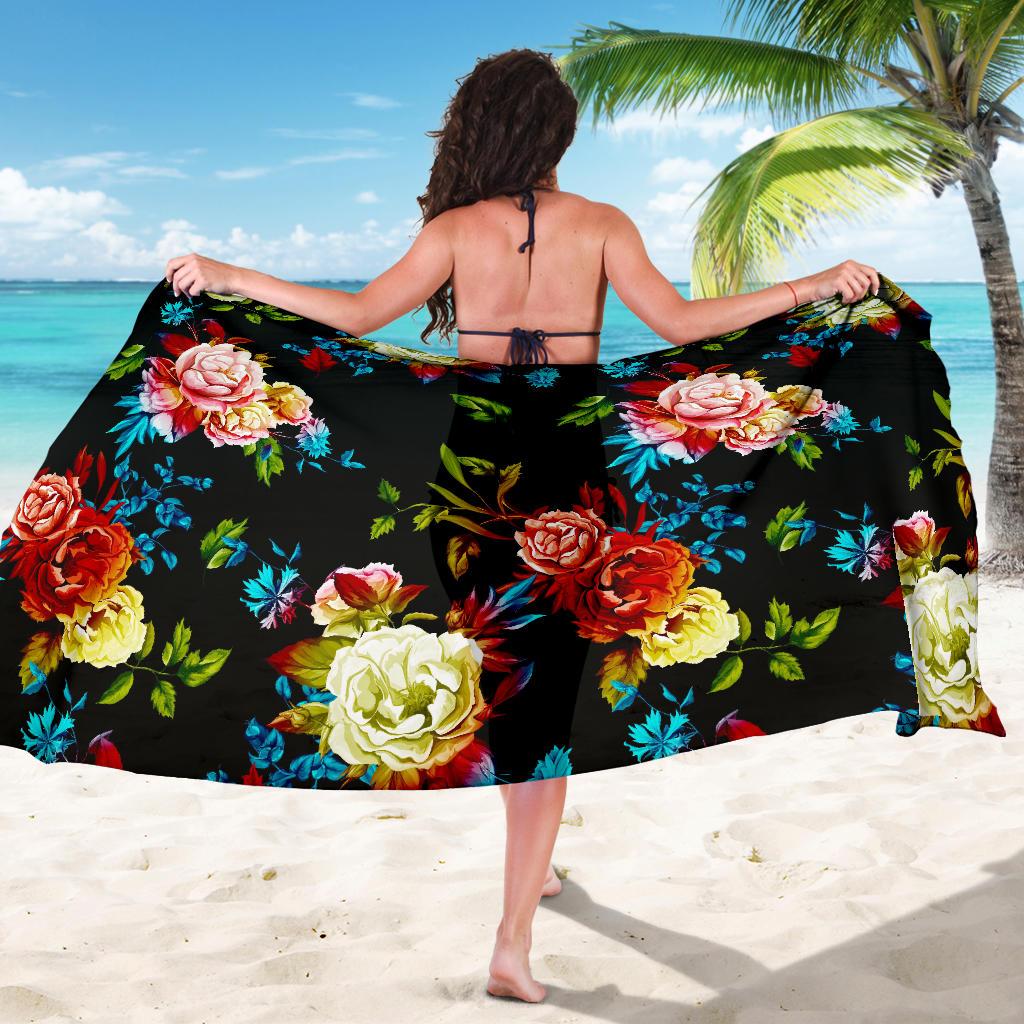 Peony Pattern Print Design PE07 Sarong Pareo Wrap-JORJUNE.COM