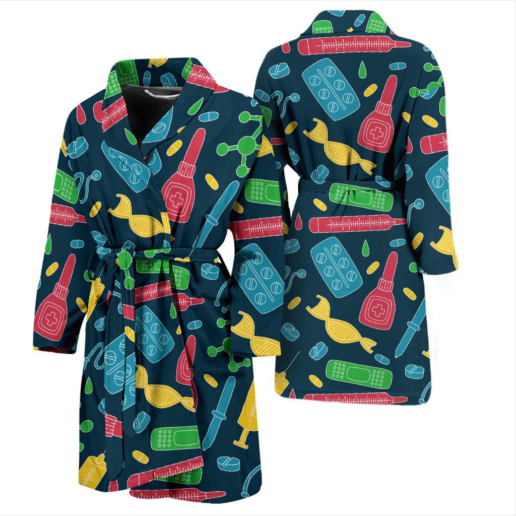 Phlebotomist Pattern Print Design A03 Men Bathrobe-JORJUNE.COM