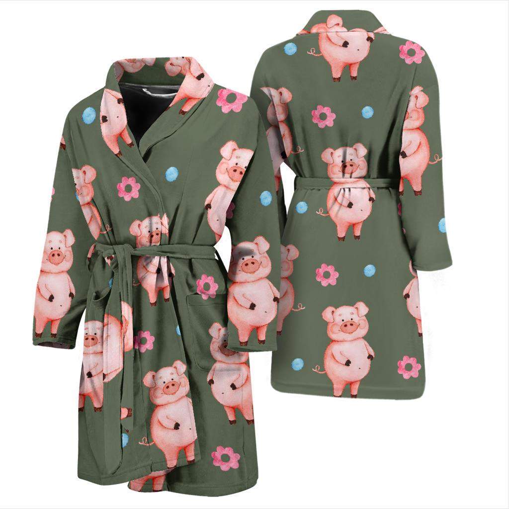 Pig Pattern Print Design 03 Men Bathrobe-JORJUNE.COM