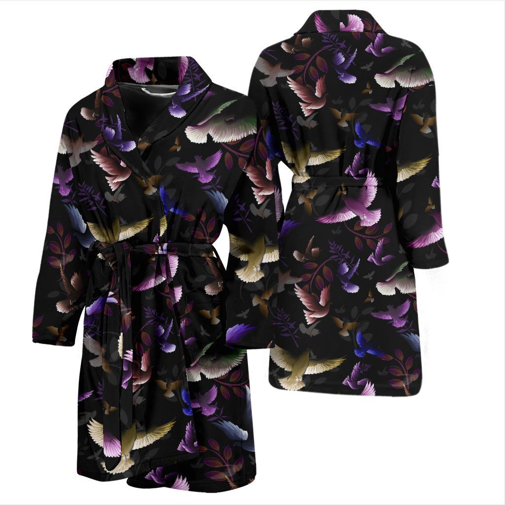Pigeon Pattern Print Design 01 Men Bathrobe-JORJUNE.COM