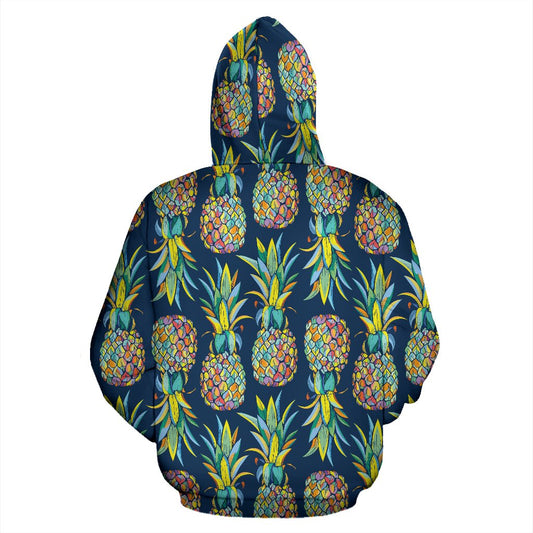 Pineapple Color Art All Over Zip Up Hoodie