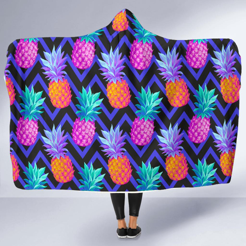Pineapple Color Art Pattern Hooded Blanket-JORJUNE.COM