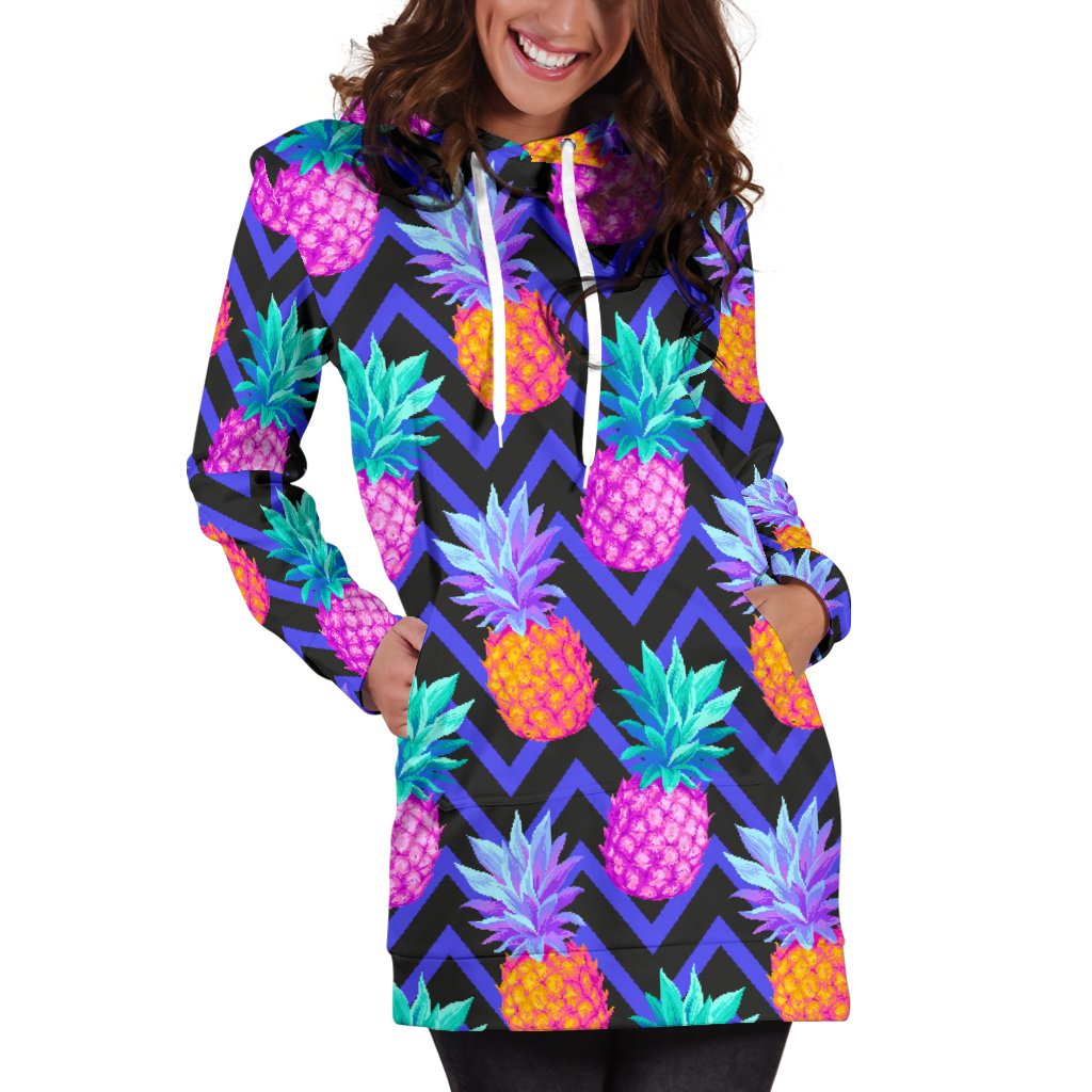 Pineapple Color Art Pattern Women Hoodie Dress