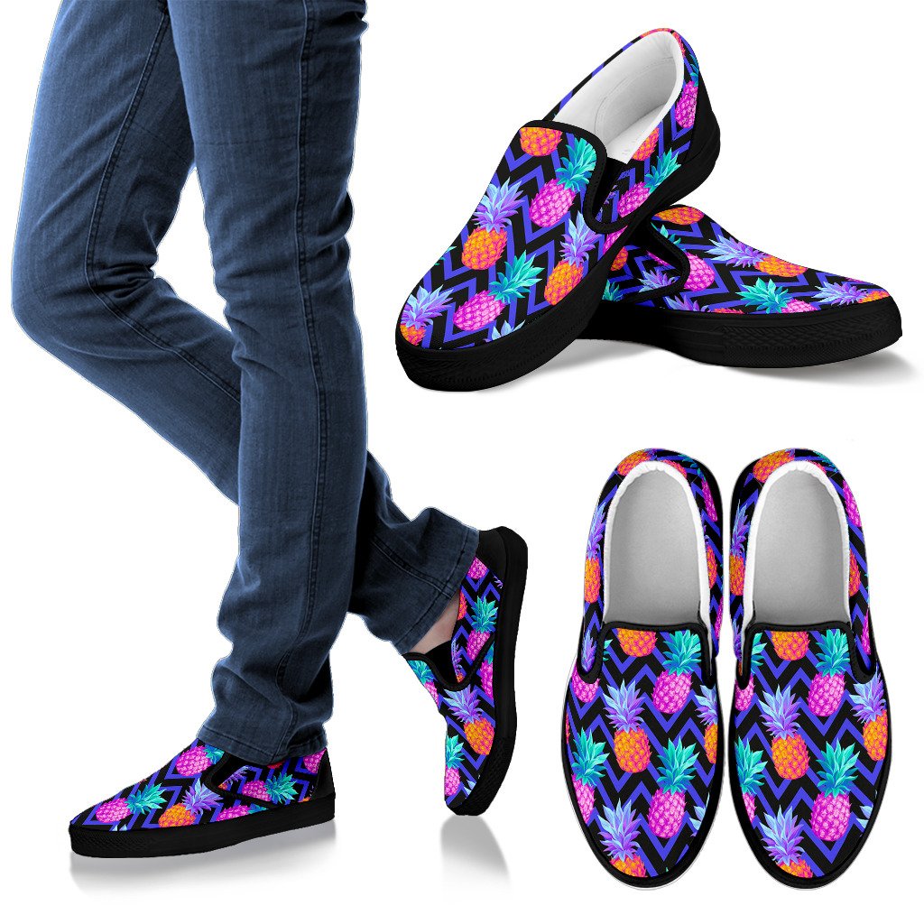 Pineapple Color Art Pattern Women Slip On Shoes
