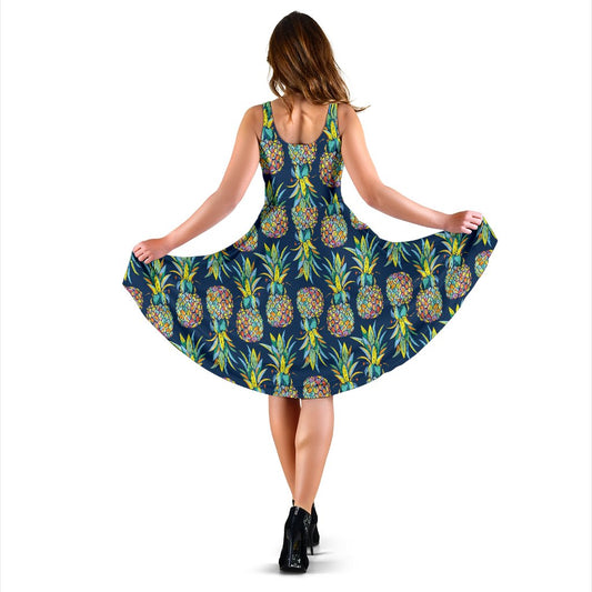 Pineapple Color Art Sleeveless Mini Dress