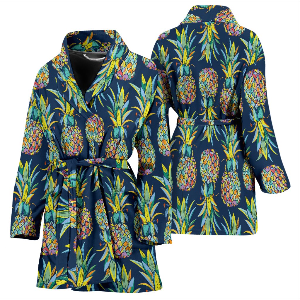 Pineapple Color Art Women Bath Robe