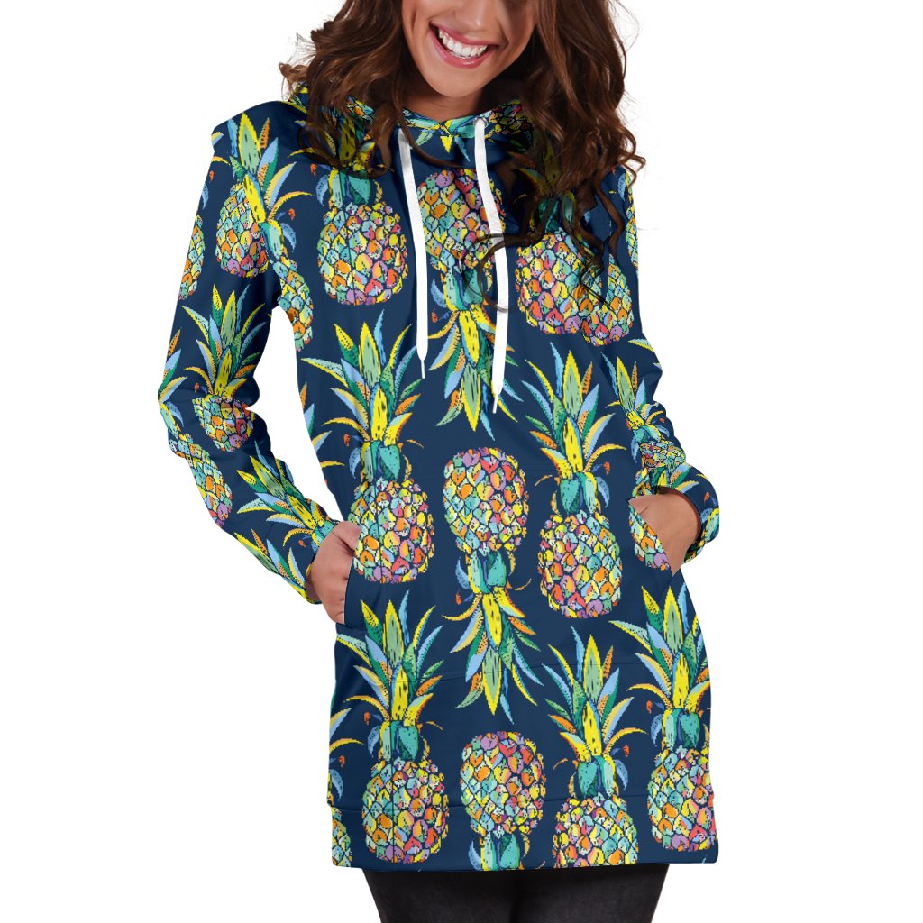 Pineapple Color Art Women Hoodie Dress