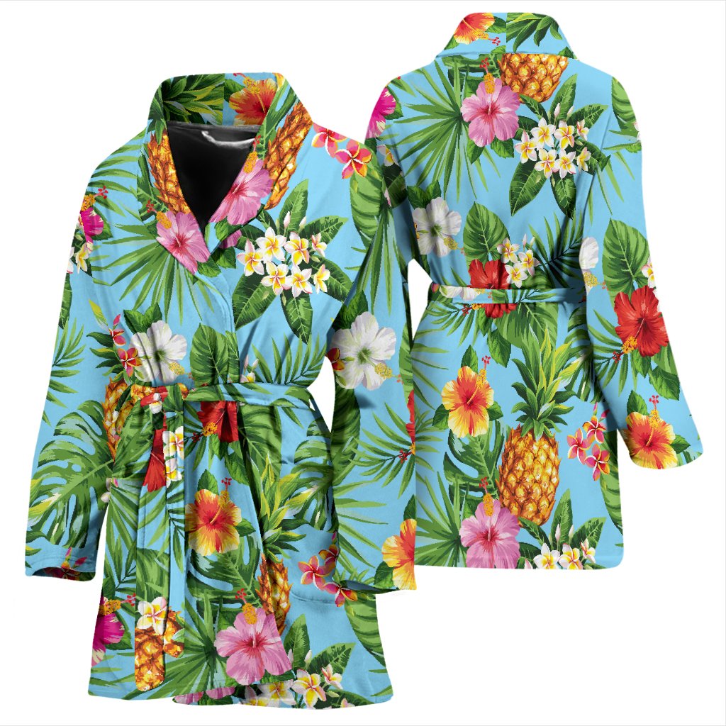 Pineapple Hawaiian flower Tropical Women Bath Robe