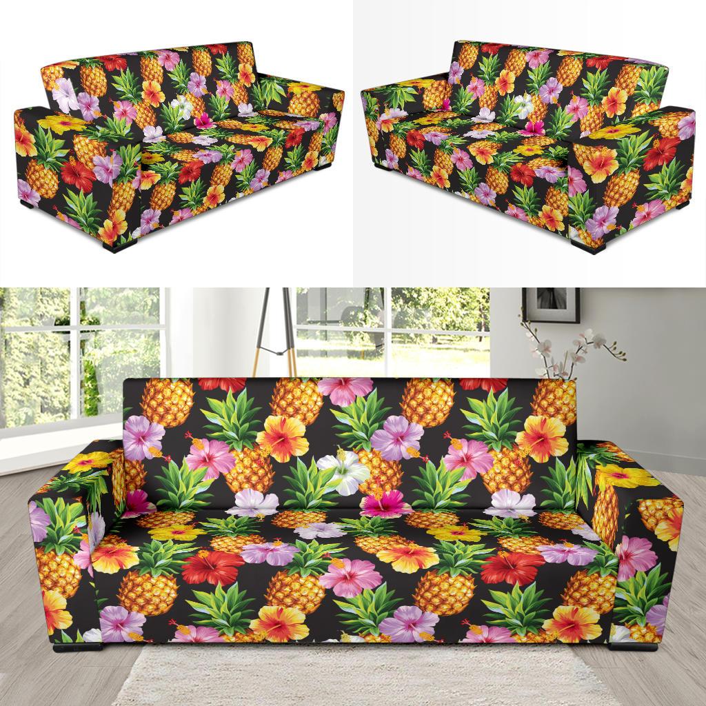 Pineapple Hibiscus Sofa Slipcover-JORJUNE.COM
