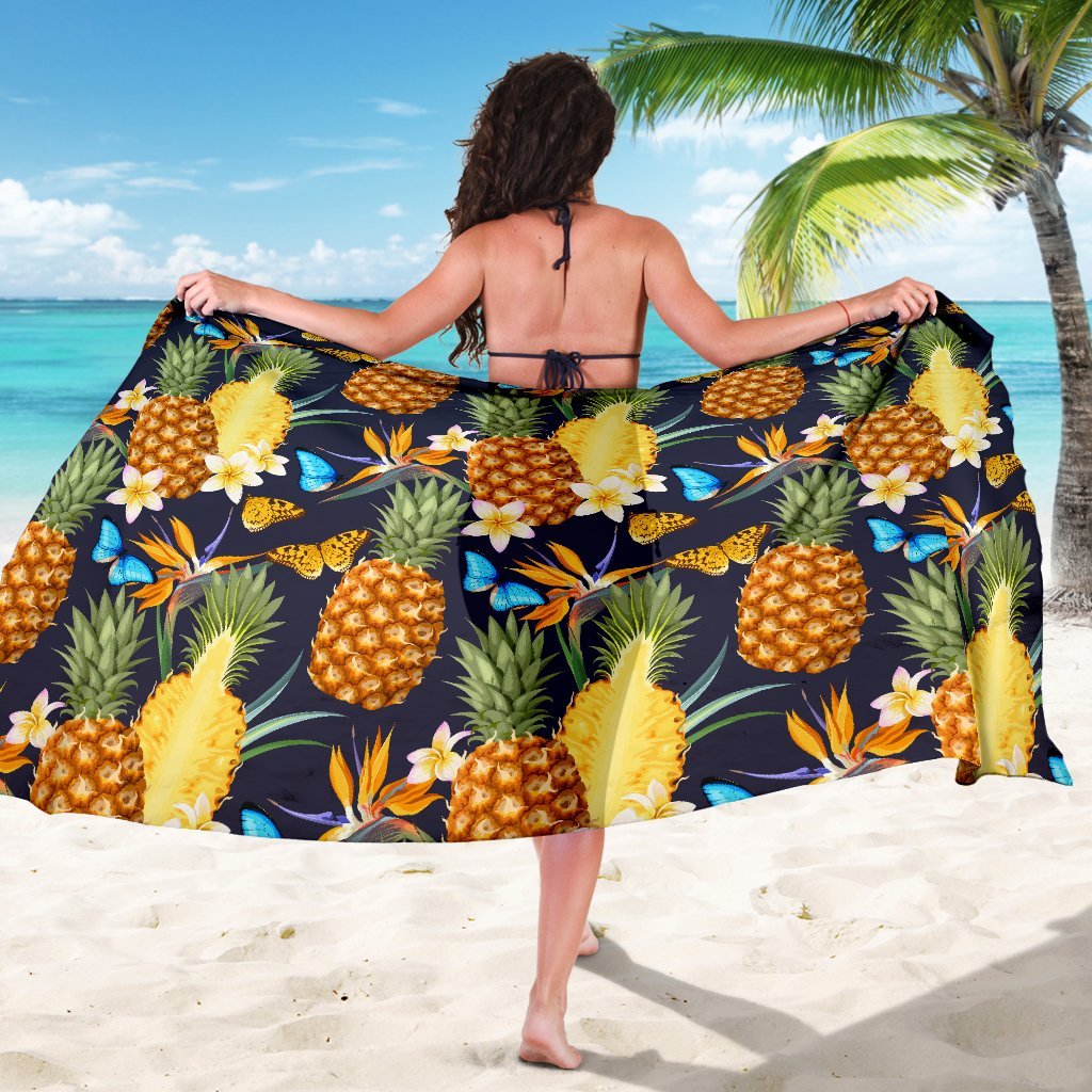 Pineapple Butterfly plumeria Tropical Beach Sarong Pareo Wrap