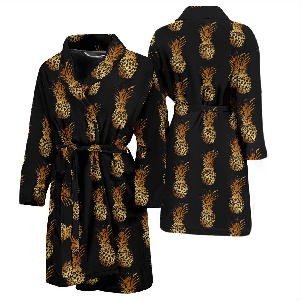 Pineapple Pattern Print Design A02 Men Bathrobe-JORJUNE.COM