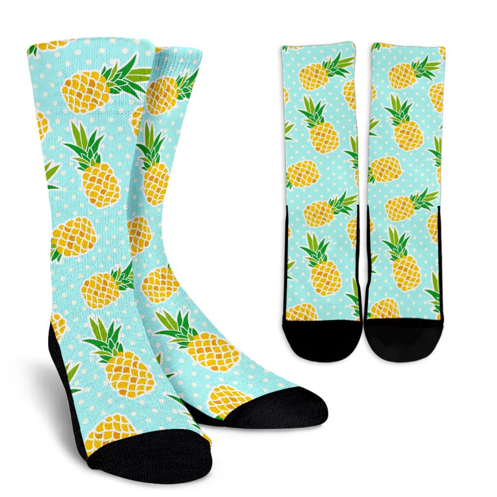 Pineapple Pattern Print Design PP01 Crew Socks-JORJUNE.COM